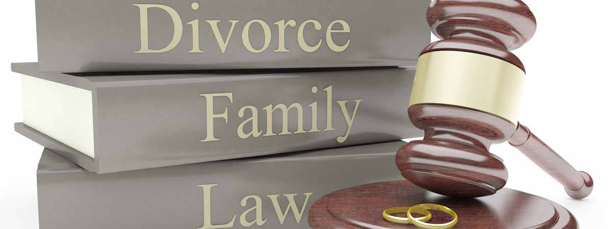 Image of divorce, family and law words on books